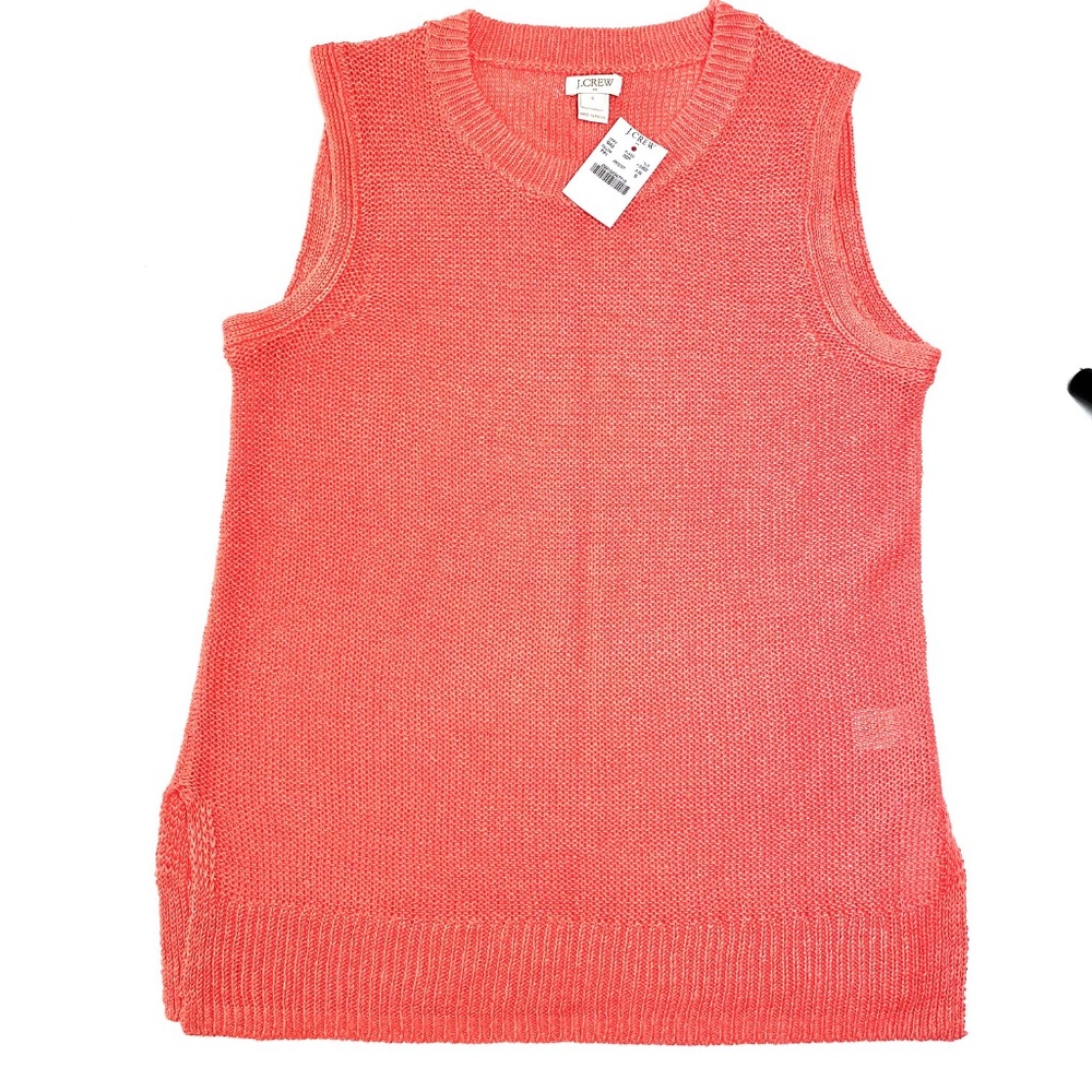 Coral J Crew Linen Sweater Tank Top, NWT, Small
